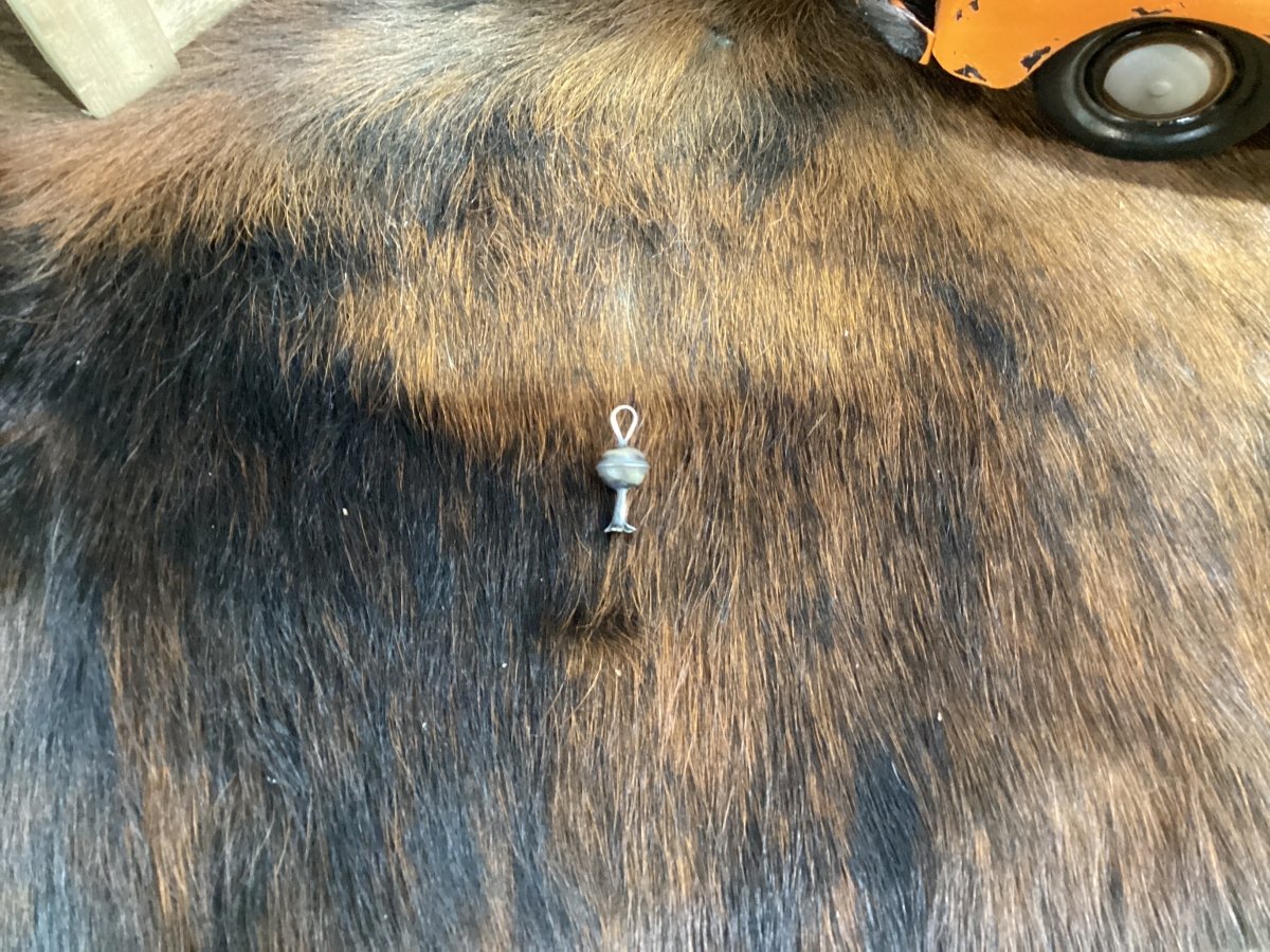 Pendant, Small Squash blossom, all silver, saucer globe, thin bale, Monica Smith - Turquoise Mustang