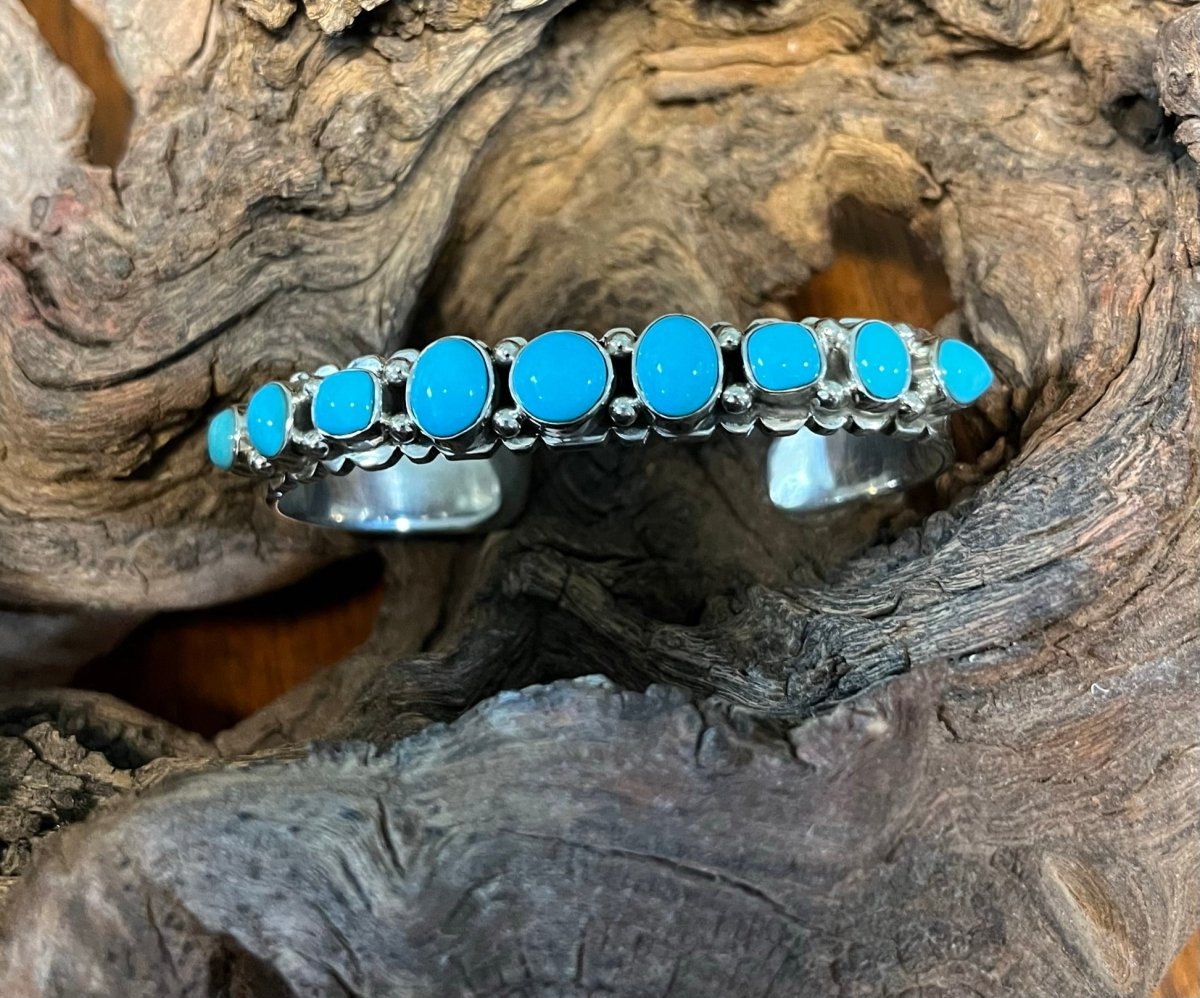 The Flannel Flower Cuff - Turquoise Mustang