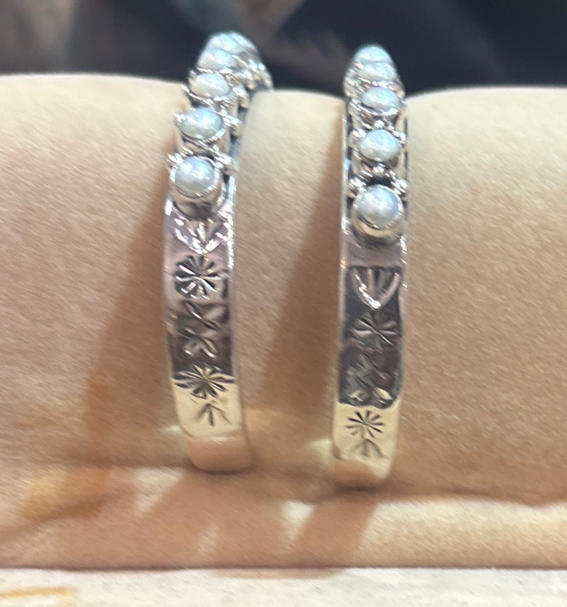 Silver Freshwater Pearl Cuff, Round Pearls - Turquoise Mustang