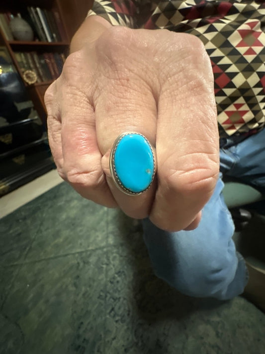 Large Single Stone Vintage Ring by G&L Leekity - Turquoise Mustang