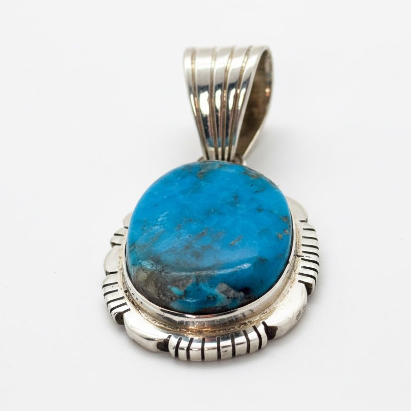 The Calendula Pendant in Premium Kingman - Turquoise Mustang