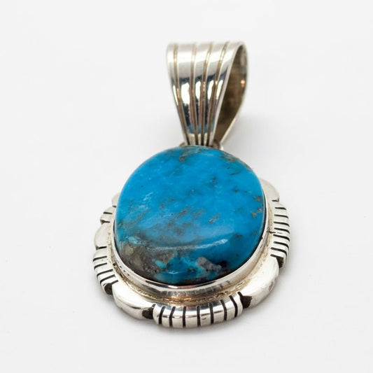 The Calendula Pendant in Premium Kingman - Turquoise Mustang