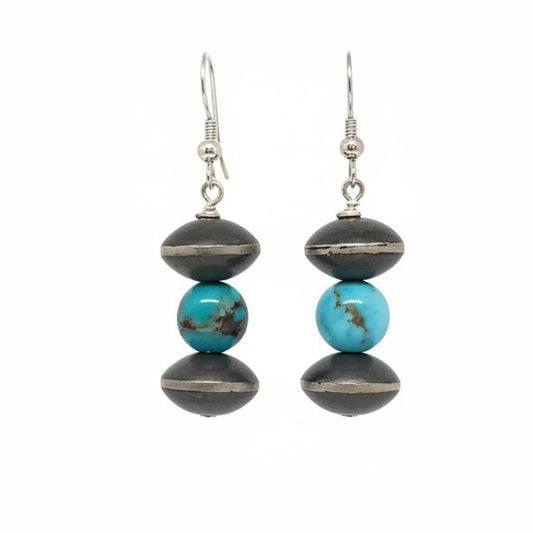 Assorted Beaded Navajo Pearl Earrings, Turquoise Mustang - Turquoise Mustang