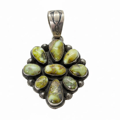 Palomino 9 - Stone Navajo Floral Cluster Pendant, Timothy Yazzie - Turquoise Mustang