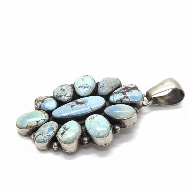 Golden Hills Turquoise Cluster Pendant by Jeff James - Turquoise Mustang