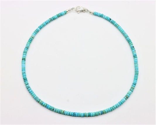 Necklace, 16" Kingman Heishi, Turquoise Mustang - Turquoise Mustang