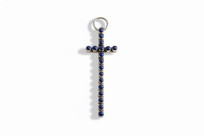 The Morning Glory Narrow Cross in Premium Lapis, TM - Turquoise Mustang