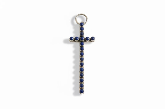 The Morning Glory Narrow Cross in Premium Lapis, TM - Turquoise Mustang
