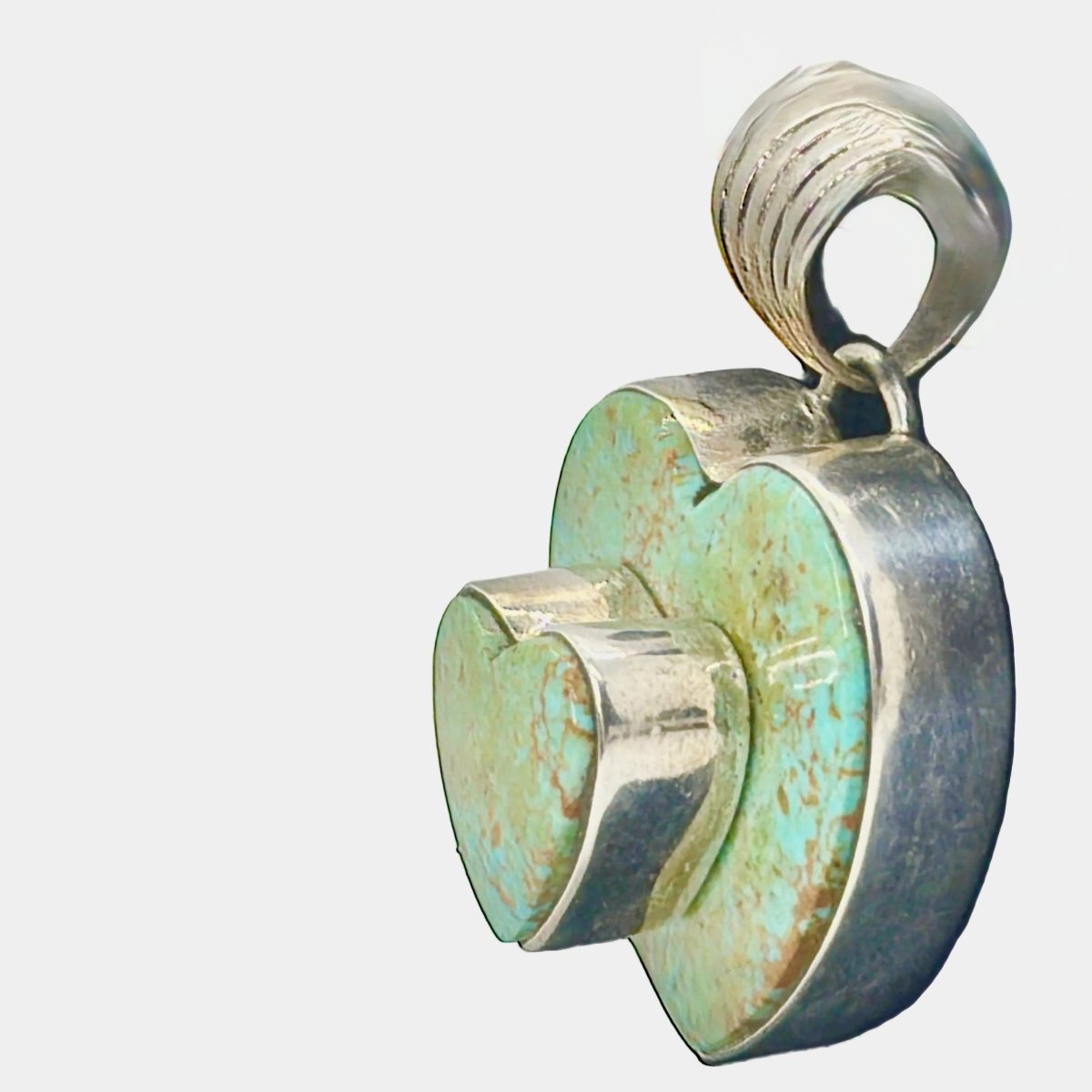 Double - Stacked Heart in Sage Green Kingman, by Dan Dodson - Turquoise Mustang