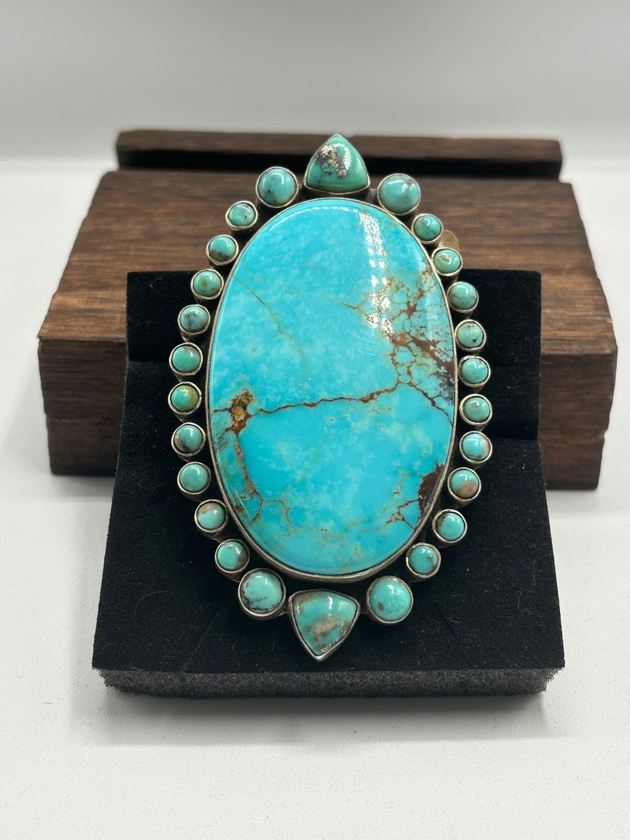 The Desert Rose Oval Ring - Turquoise Mustang