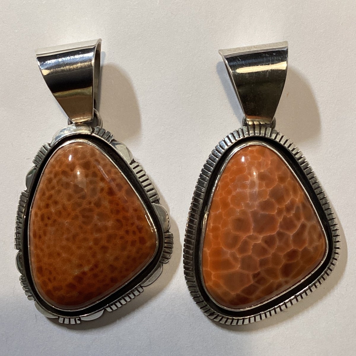 Large Freeform Fire Agate Pendant with Filework Bezel, Charley Willie - Turquoise Mustang