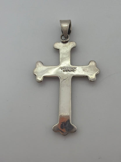 All - Sterling Silver Beaded Cross Pendant, Dan Dodson - Turquoise Mustang