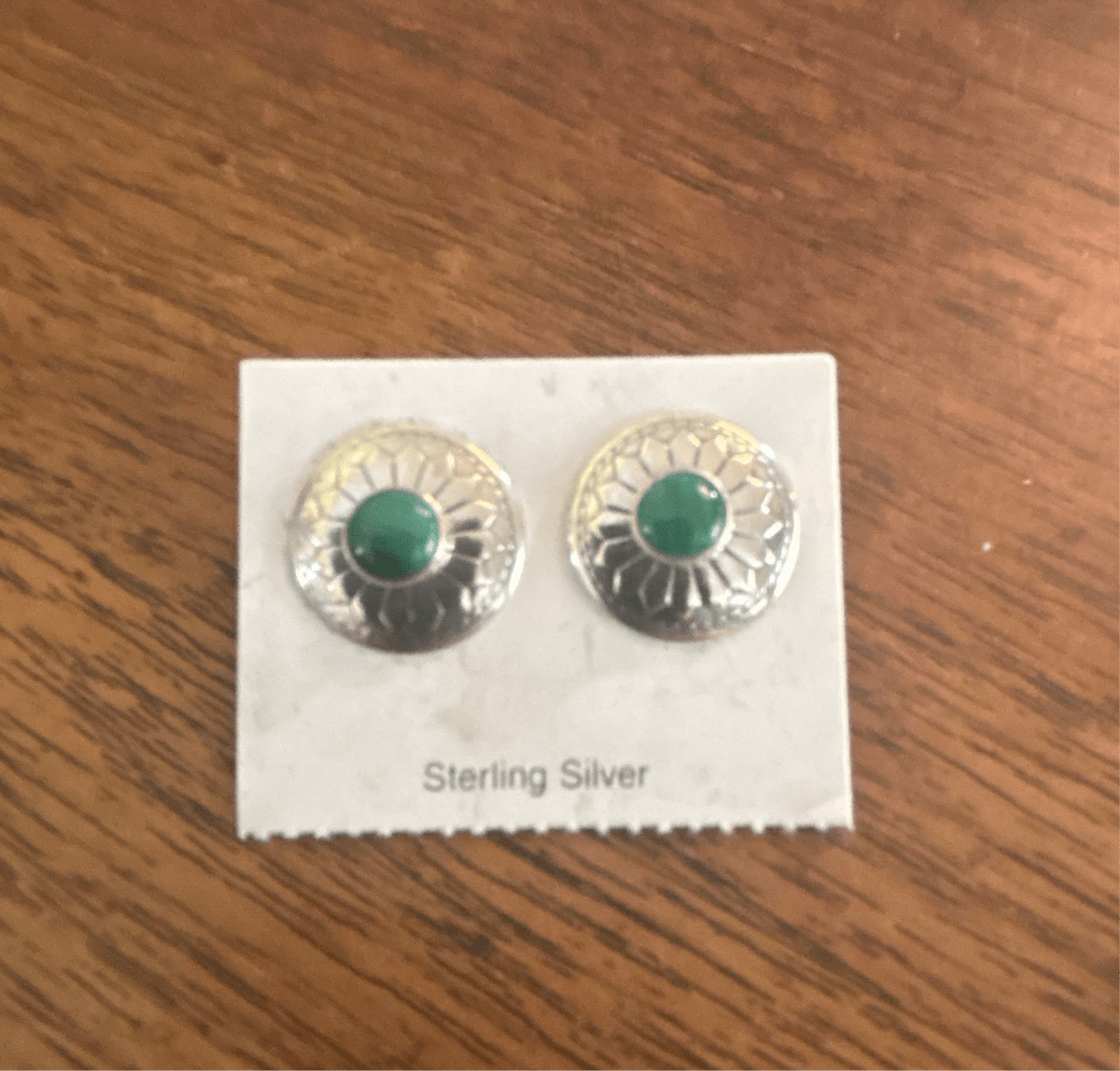 Concho Shield Stud Earrings with Turquoise - Turquoise Mustang