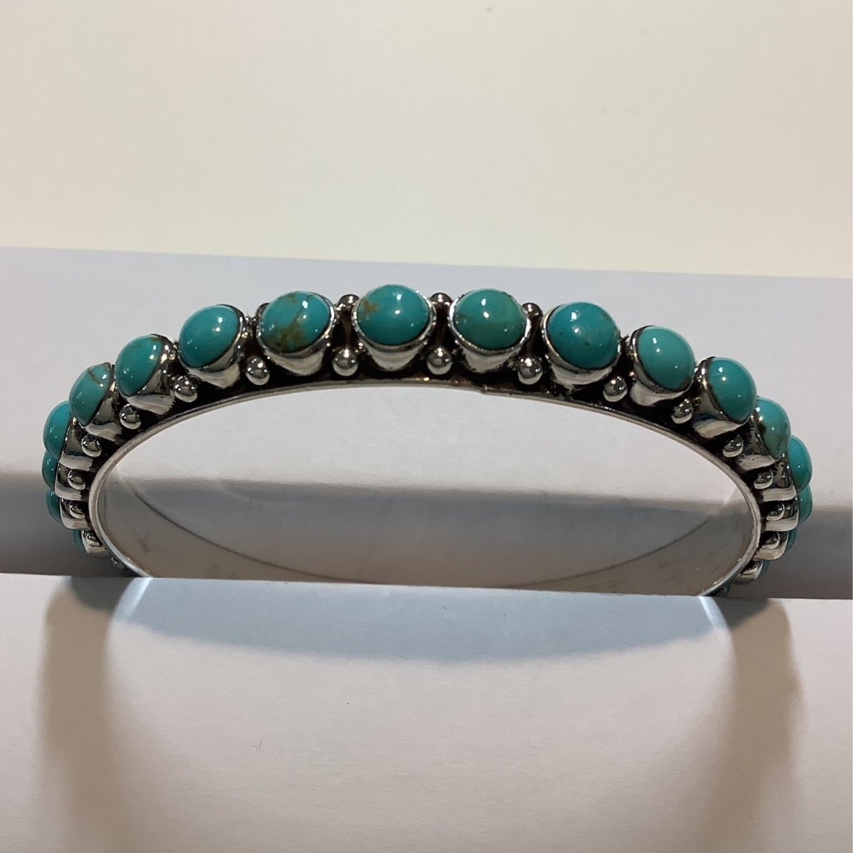 Blue Turquoise Bangle, Medium stone size - Turquoise Mustang