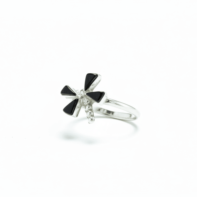 Black Onyx Dragonfly Stacker Ring, Denton Bobelu - Turquoise Mustang