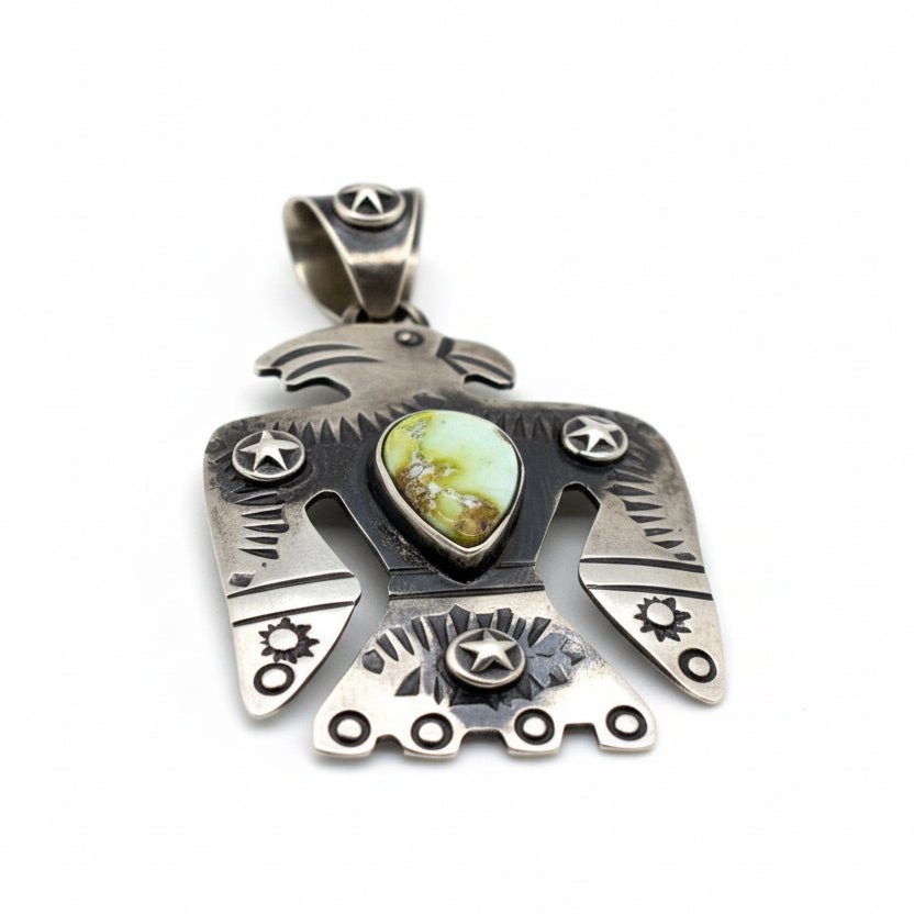 Palomino Variscite Thunderbird Pendant, Chimney Butte Studios - Turquoise Mustang