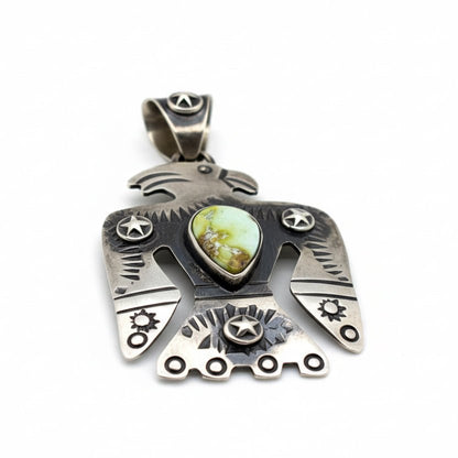 Palomino Variscite Thunderbird Pendant, Chimney Butte Studios - Turquoise Mustang