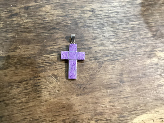 Purple Charoite Cross Pendant - Turquoise Mustang
