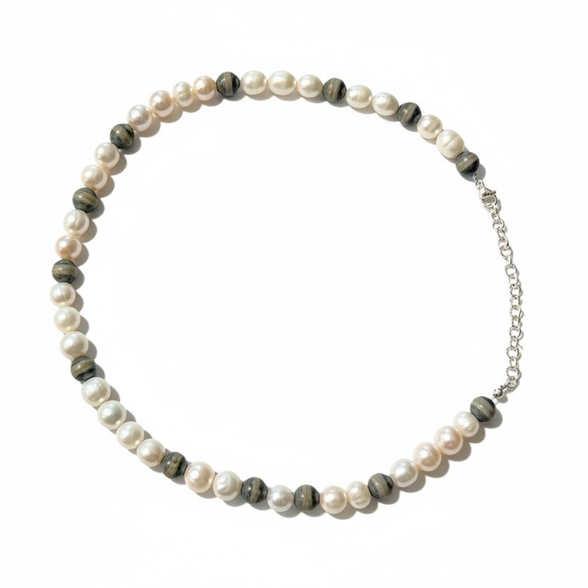 19” Freshwater Pearls and 10mm Silver Pearls by TM - Turquoise Mustang
