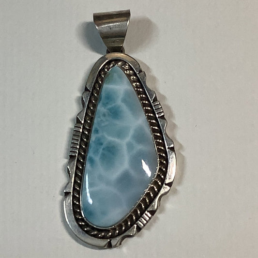 Pendant, Larimar, ES hallmark - Turquoise Mustang