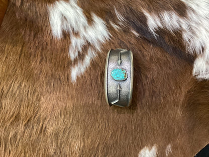 Stunning Tufa Cast with Hummingbird Kachina motif and Cobblestone inlay featuring turquoise,coral, and lapis by Lester James - Turquoise Mustang