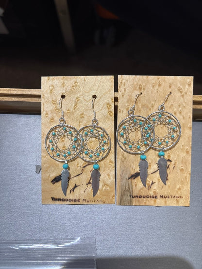 Dream Catchers with Feathers - Turquoise Mustang