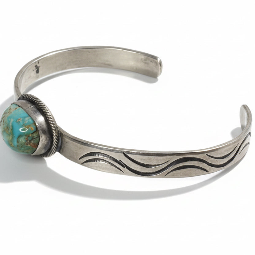 Pueblo Cuff, 8 Turquoise, Danny Henio - Turquoise Mustang