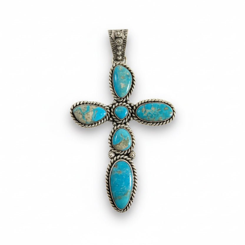 The Euphorbia Cross in Premium Blue Kingman Turquoise - Turquoise Mustang
