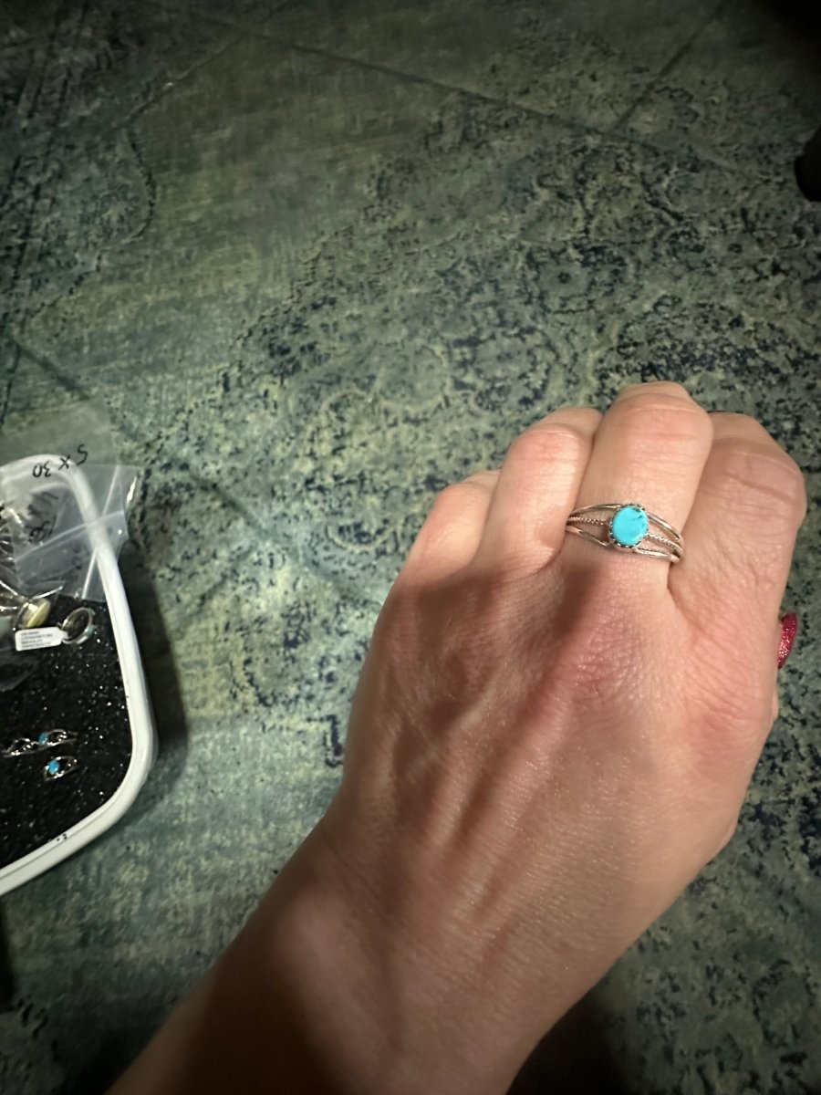 Assorted Petite Turquoise or Black Onyx Rings - Turquoise Mustang