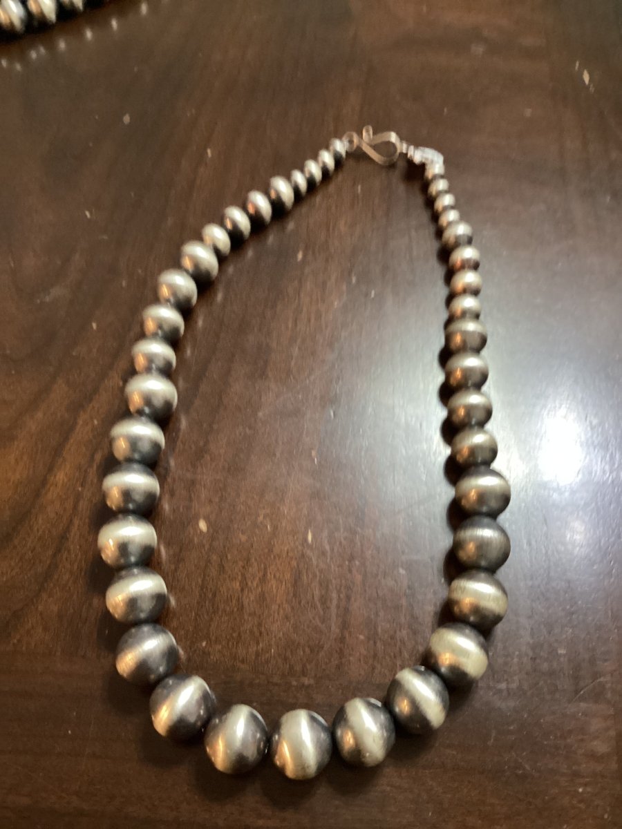 14mm Navajo Pearls Graduated, 18", 8mm to 14mm rounds, TM - Turquoise Mustang