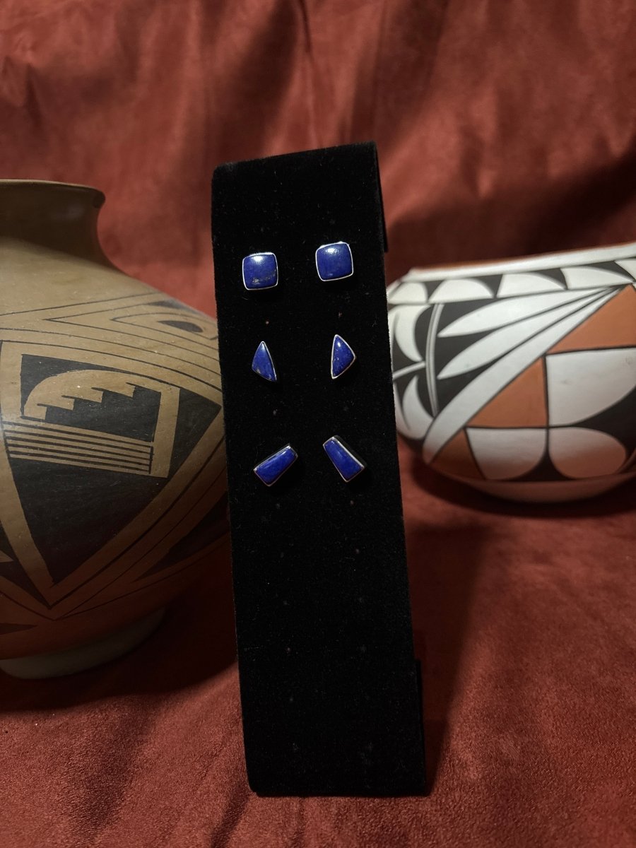 Earrings, Turquoise/Lapis Studs Medium - Turquoise Mustang