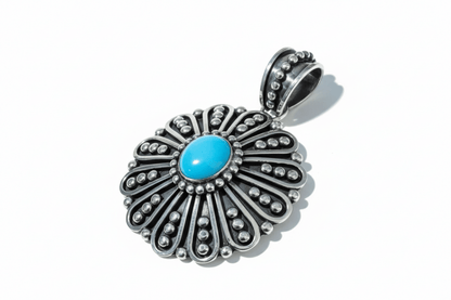 The Snowflake Pendant in Premium Blue Kingman Turquoise - Turquoise Mustang