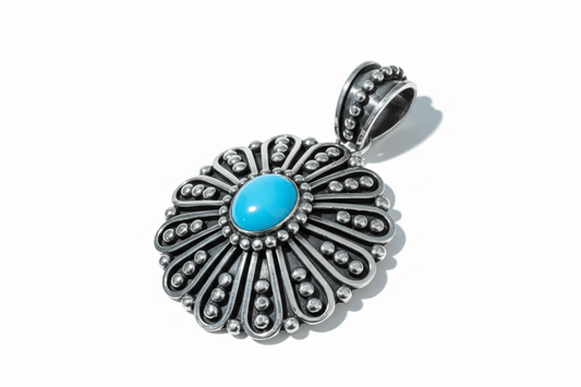The Snowflake Pendant in Premium Blue Kingman Turquoise - Turquoise Mustang
