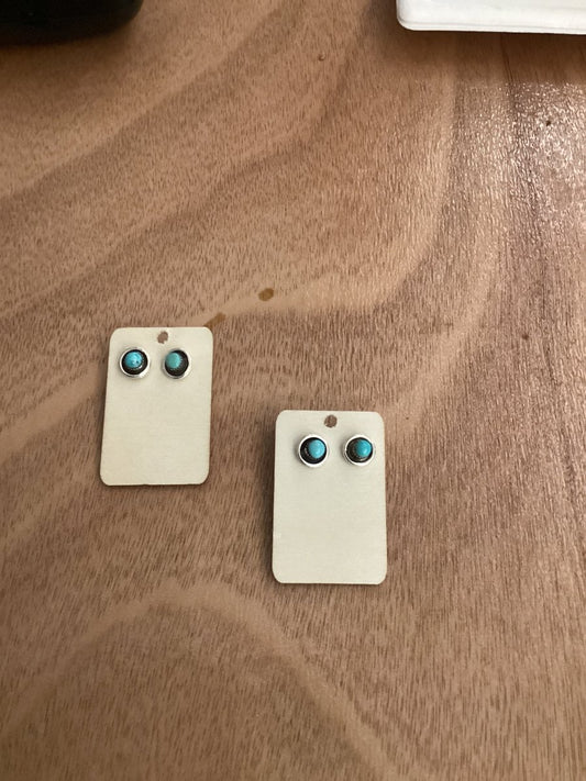 Circle Small Studs, Turquoise, Mary Tsadiasi - Turquoise Mustang