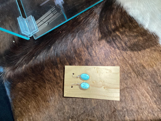 Compitos Turquoise Oval Dangle Earrings - Turquoise Mustang