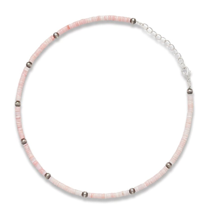 14” Pink Conch Necklace - Turquoise Mustang