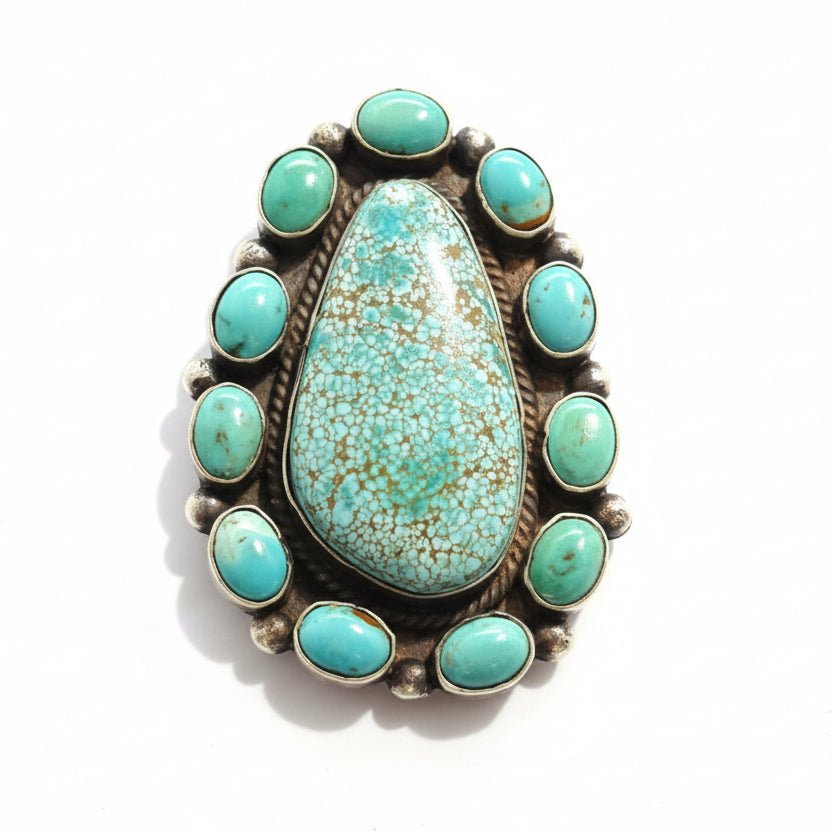 Twelve Stone Cluster Premium Number 8, Adjustable Peterson Johnson - Turquoise Mustang