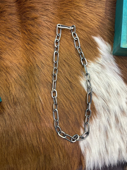 17” Extra Heavy Gauge Paperclip Chain,Running Bear - Turquoise Mustang