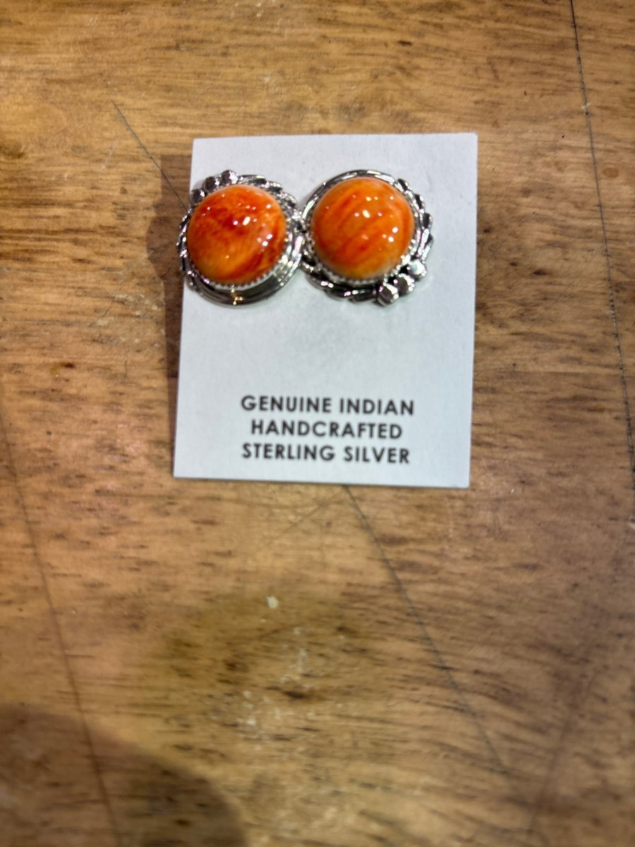 Orange Spiny Earrings, Urginia Cadman - Turquoise Mustang