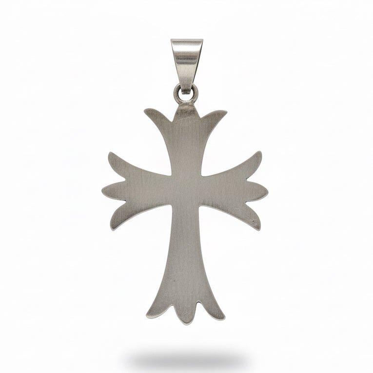 Large Royston Turquoise and Sterling Silver Cross Pendant, Harrison Bitsue - Turquoise Mustang