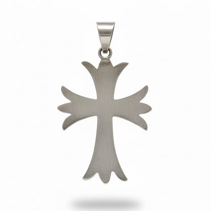 Large Royston Turquoise and Sterling Silver Cross Pendant, Harrison Bitsue - Turquoise Mustang