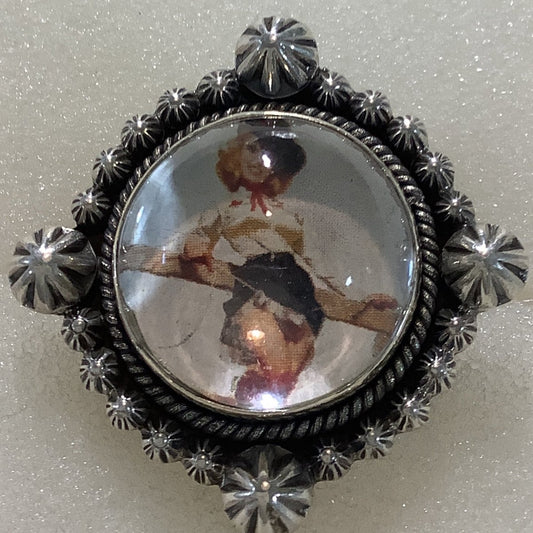 Ring, Photo, Cowgirl Pin - up, DD - Turquoise Mustang
