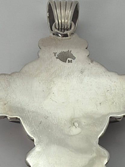 The Primrose Cross Pendant in Bumblebee Jasper - Turquoise Mustang