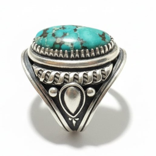 Oval Shape Ring Deep Green Turquoise , Size 10.75 Derrick Gordon - Turquoise Mustang