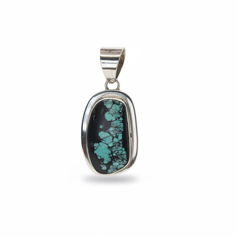 Polychrome Cloud Mountain Turquoise Freeform Pendant by Darryl Becenti - Turquoise Mustang