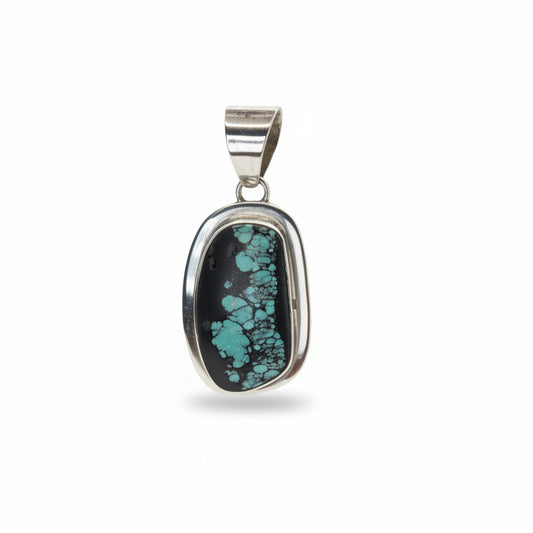 Polychrome Cloud Mountain Turquoise Freeform Pendant by Darryl Becenti - Turquoise Mustang