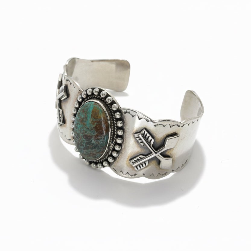 The Suncup Cuff Bracelet in Sage Green Kingman — Dan Dodson Legacy Collection - Turquoise Mustang