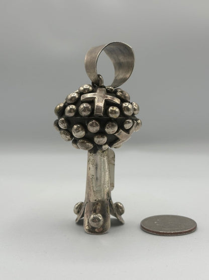 Raindrops & Crosses Squash Blossom Pendant - Turquoise Mustang