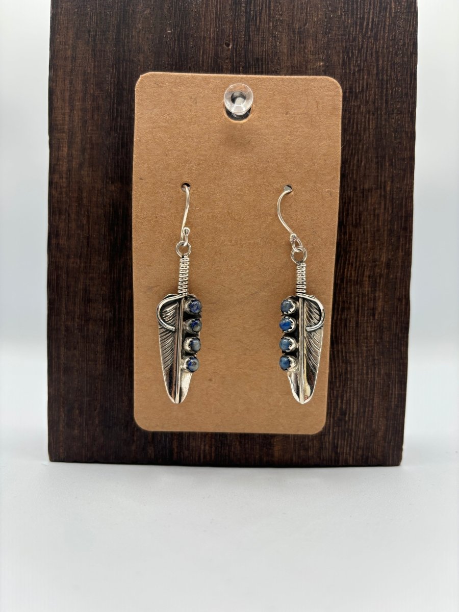 The Cattail Feather Earrings - Turquoise Mustang