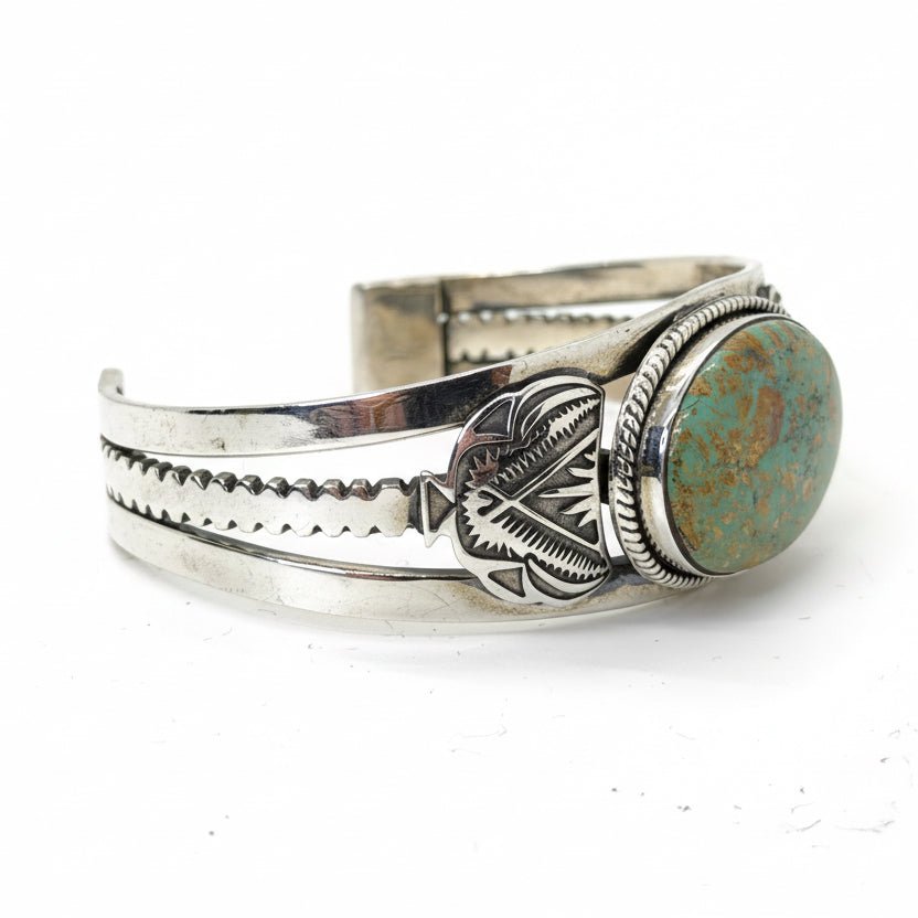 The Veronica Cuff Bracelet in Sage Green Kingman — by TM - Turquoise Mustang